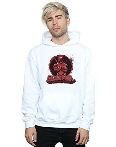 Image of Marvel Men's Deadpool Crossed Arms Logo Hoodie White Large