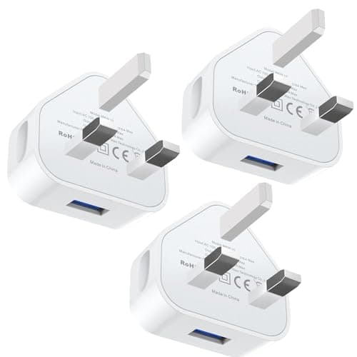 Image of USB Plug 3 Pack, USB Mains Charger Adaptor UK 5V 1A Wall Charging Plug Adapter for iPhone Apple 14/14 Pro/14 Pro Max/14 Plus/13/12/11/XS/X/XR/8/7/6/6S Plus/5, for iPad i Phone more deivces