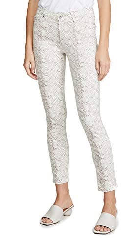 Image of AG Adriano Goldschmied Women's Prima Mid-Rise Cigarette Leg Skinny Fit Ankle Pant, Silk Python Ivory Dust