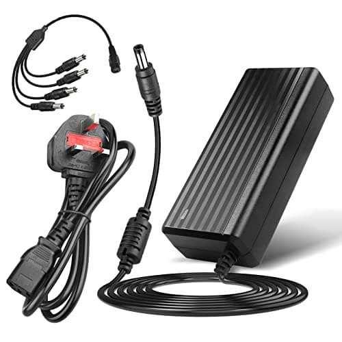 Image of Power Supply 12V 5A Adapter,LeTaoXing AC 100-240V to DC12 Volt 60W Converter Driver Transformer with 4-Way 4 Way Splitter Cable 4CH for LED Strip Lights Security CCTV Camera