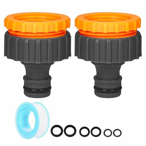 Image of YIYAYOO Outside Tap Hose Connector 33mm and 26mm (G 1" and G 3/4" inch) Outdoor Garden Hose Tap Connector, Threaded Tap Connectors for Hose Pipe to Tap Adapter Hosepipe Fittings