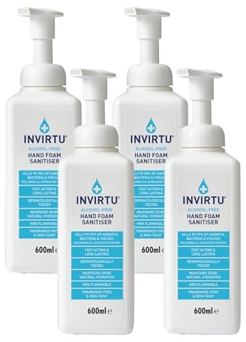 Image of Byotrol INVIRTU Alcohol-free Hand Foam Sanitiser | Fragrance-Free, Alcohol-Free & Non-Taint | 600ml Pump Bottle (Pack of 4)