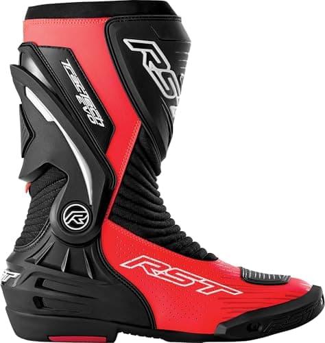 Image of RST Tractech Evo D3O Perforated Motorcycle Boots, Black/Neon Red, 46