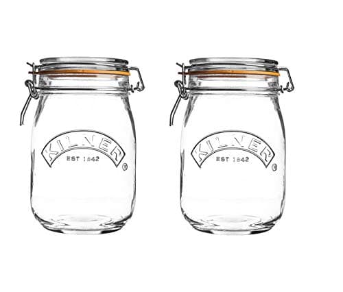 Image of Kilner 2 Pack 1L Round Clip Top Glass Food Storage Jars