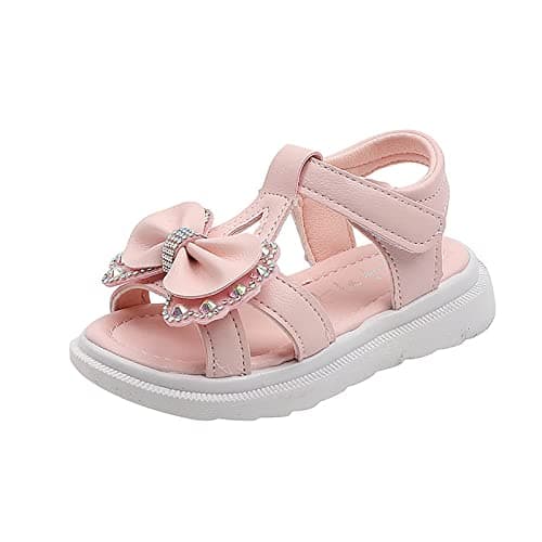Image of Girls Kids Foam Wide Sandals Bow Sequins Summer Slip On Shoes Casual Trendy Shower Baby Toddler First Walking Sandals Slides For Toddler Boys Size 12 Boy Sandles Size 8(Pink, 29 Little Child)