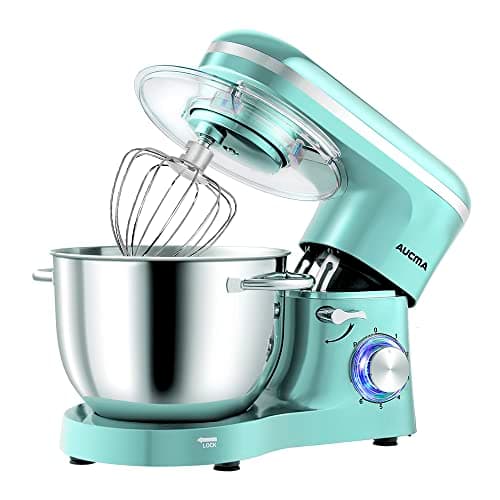 Image of Aucma Stand Mixer, 6.2L Food Mixer, Electric Kitchen Mixer with Bowl, Dough Hook, Wire Whip & Beater (6.2L, Blue)