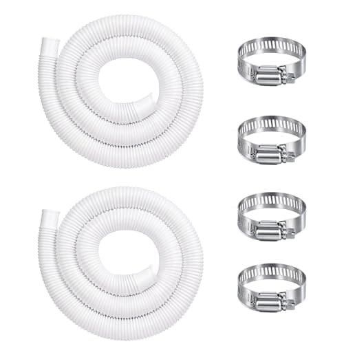 Image of 1-1/2" Pool Skimmer Hose for Above-Ground Pools, Swimming Pool Replacement Hose with 4 Metal Clamps Compatible with Intex Pool Filter Pump