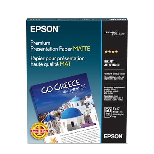 Image of Epson Premium Presentation Paper Matte (8x10 Inches, 50 Sheets) (S041467),Bright White