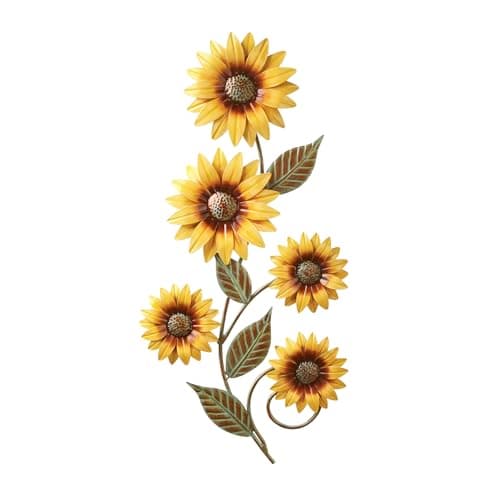 Image of Plipdhy Metal Sunflower Wall Decorations,Garden Wall Art Outdoor Indoors,Metal Flowers Wall Hanging Ornament for Porch,Patio,Kitchen,Living Room,Farmhouse,Balcony