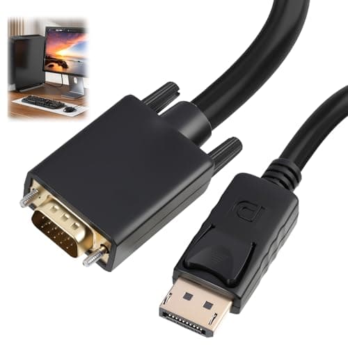 Image of pawpoem DisplayPort to VGA Cable, 1.8M Gold-Plated Adapter Cord, DP to VGA Converter with Secure Latch Design Supports 1080p Full HD for Computer Laptop Monitor Projector Display Connection