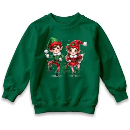 Image of D&T Boys and Girls Christmas Elf Jumper Sweatshirts for Kids #MC 3-4 Years Forest Green