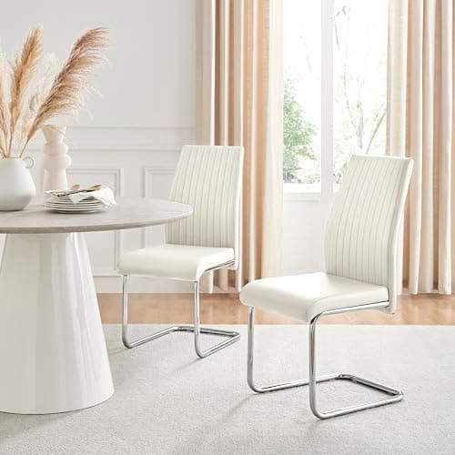 Image of Furniturebox UK White Dining Chairs Set of 2 Lorenzo Seats for Dining Room Set of 2 Premium Dining Room Seating Modern & Stylish Furniture (2x White Chairs)
