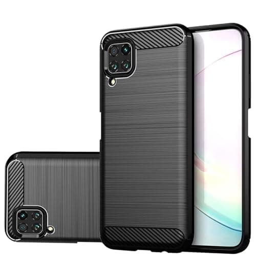 Image of Gufuwo Case for Huawei P40 Lite 4G/Nova 6 SE/Nova 7i JNY-L21A Case, Slim Thin Carbon Fiber Phone Case TPU Soft Back Cases Anti-Scratch Shockproof Protective Cover for Huawei P40 Lite 4G Black