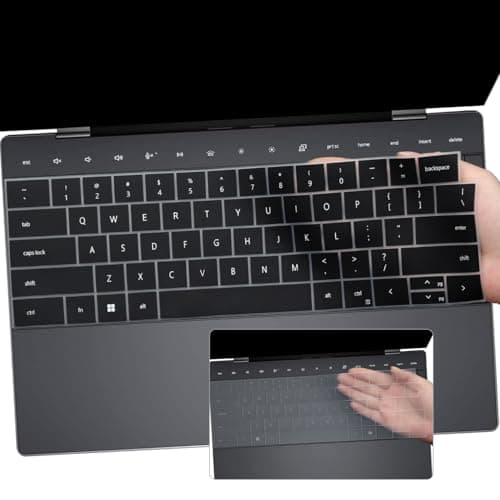 Image of 2 PCS Keyboard Cover for 2025 Dell XPS 13 9345 9350 13.4", XPS 13 9320 Plus 13.4", Dell 16 Premium Laptop DA16250(Not Fit Old Version XPS 13 9350/XPS 14 9440 9450/16 9640)-Black+Clear