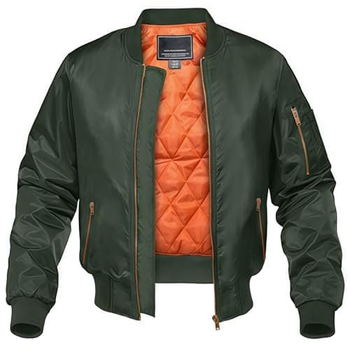 Image of KEFITEVD Men's Winter Bomber Jackets Thermal Military Coat Army Windbreaker Quilted Lined Casual Jacket,Army Green,L