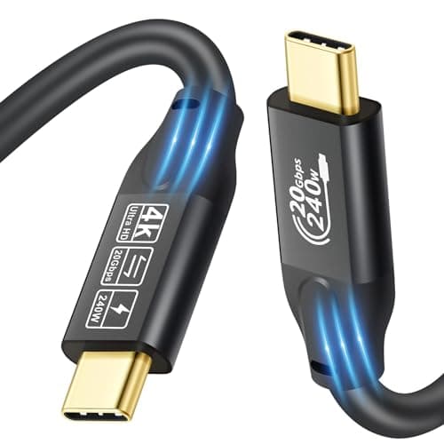 Image of 20Gbps USB C 3.2 Gen 2 Cable, Type C 4K@60Hz UHD Video 5A/240W PD3.1 Fast Charge Cord w/E-Marker Compatible with Thunderbolt 3/4 for MacBook Samsung Galaxy Pixel Dell Monitor etc (1M)