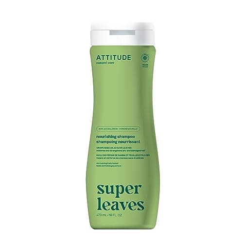 Image of ATTITUDE Nourishing Hair Shampoo, EWG Verified, For Dry and Damaged Hair, Naturally Derived Ingredients, Vegan and Plant Based, Grapeseed Oil and Olive Leaves, 473 mL