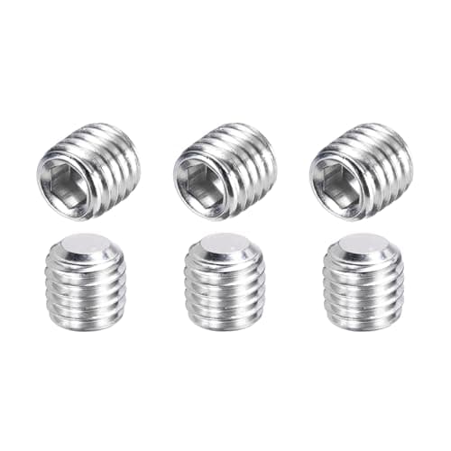Image of sourcing map 6 Pcs M12-1.75 x 12mm Grub Screws, 304 Stainless Steel Cup Point Allen Head Screws Internal Hex Socket Drive for Bathroom Fixtures Repair Furniture DIY Project