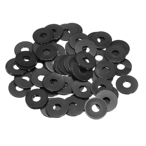 Image of PATIKIL M5 Nylon Flat Washer, 55 Pcs 5mm ID 15mm OD 1mm Thick Plastic Sealing Gasket Spacer for Fasten Screws Flanges Faucet Pipe Valves, Black