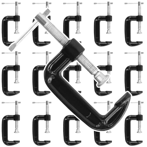 Image of SENJEOK 16PCS 50mm/2 Inch G Clamp, Small Metal G Clamp for Woodworking, Welding, Black
