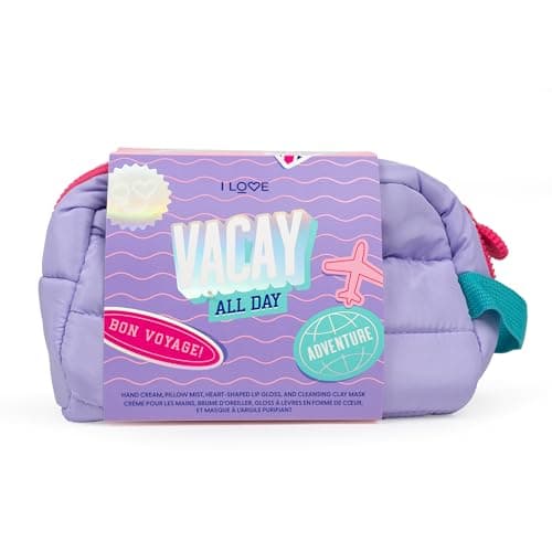 Image of I LOVE Vacay All Day Gift Set – Pillow Mist 40ml Heart-Shaped Lip Gloss 1.4g Hydrating Sheet Face Mask 10ml & Heart-Shaped Sunglasses, Lip Care, Skincare & Fun Accessories for Women & Teens
