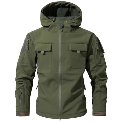 Image of Mens Waterproof Jacket Camouflage Outdoor Windproof Coat Softshell Jackets for Men Tactical Military Warm Coats with Multi Pockets Durable Heavy Outerwear for Walking Hiking Camouflage XL