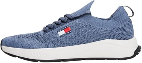 Image of Tommy Jeans Men’s Knitted Low Top Runner Trainers, Blue (Blue Moment), 11