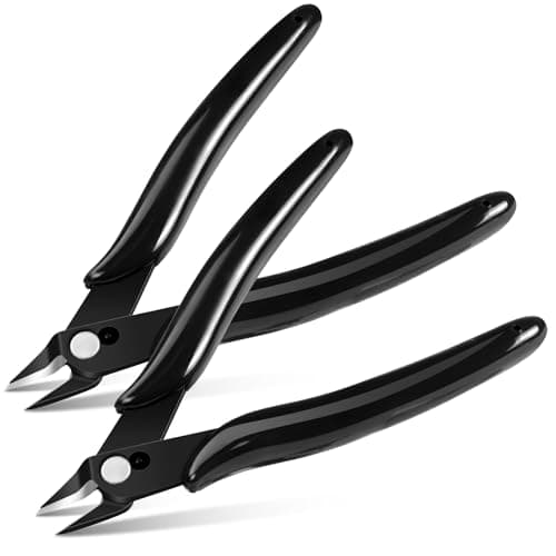 Image of Ainiv 2PCS Micro Wire Cutter, Spring-Loaded Side Cutting Pliers Flush Cutters, Precision Diagonal Cutting Pliers in CRV Steel, Wire Snips for Electrical, Homes, Craft, Jewellery, 3D Print Models-Black