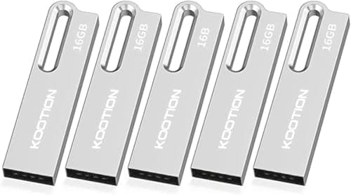 Image of KOOTION 5 Pack 16 GB USB 3.0 Sticks Flash Drive Metal Thumb Drive with Keychain 16 GB Waterproof Jump Drive Memory Sticks for Computer/Laptop Storage Backup(5 Pack 16 GB 3.0, Silver)