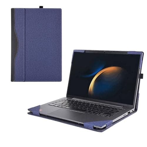 Image of RUNMEIJIA Case Cover for 16 Inch Samsung Galaxy Book5/4/3 Pro 360 & Galaxy Book4/3 Pro, 2-in-1 Sleeve, PU Leather Shell Case (Blue)
