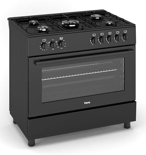 Image of Ferre F9S50E3-BL 90cm Dual Fuel Range Cooker - Matte Black