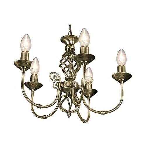 Image of 5 Light Antique Brass Classic Knot Twist Chandelier Ceiling Light Fitting