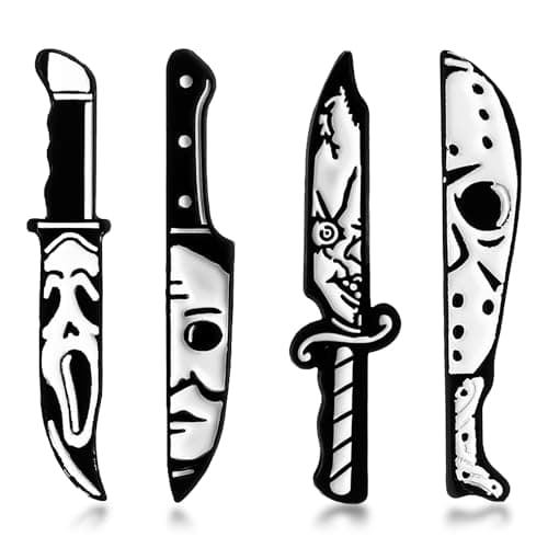 Image of 4 Pieces of Skull Dagger Brooches, Enamel Pins, Punk Badges, Gothic Brooches, Personalized Decorative Props, Suitable for Masquerades and Horror Parties