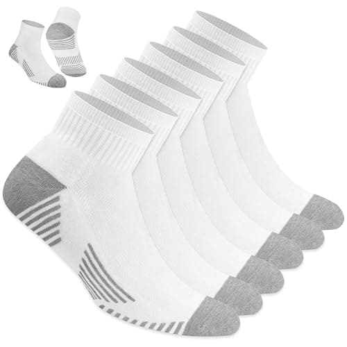 Image of NAVYSPORT Men's Cotton Quarter Sports Socks, Pack of 6 Pairs, Quarter Length (9-11, White)