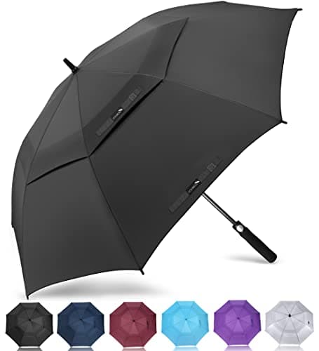 Image of ZOMAKE Golf Umbrella Windproof and Rainproof 62in, Large Umbrella Windproof Strong, Big Golfing Brolly Unbreakable Double Canopy for Men Women (Black)