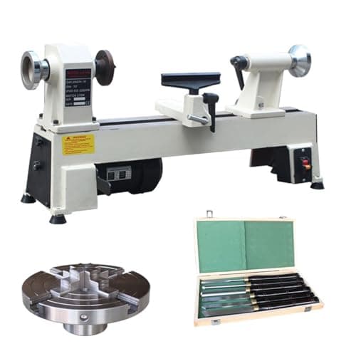 Image of 370W 18 * 10in Mini Wood Lathe, Speed ​​500-3200RPM Multi-Function Benchtop Lathe, for DIY Various Wooden Crafts