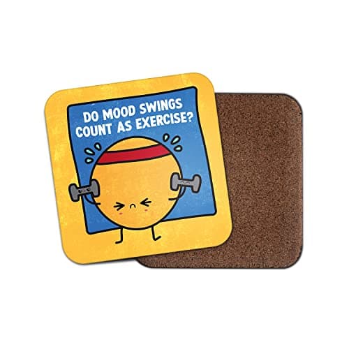 Image of Square Single Coaster - Do Mood Swings Count As Exercise Kawaii Cartoon Birthday Humour Insults Joke Funny Drinks Bedroom Room House #79833