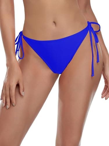 Image of Ocean Blues Women's Royal Blue Tie-Side Triangle Bikini Bottom Adjustable Swimwear Briefs Size Medium