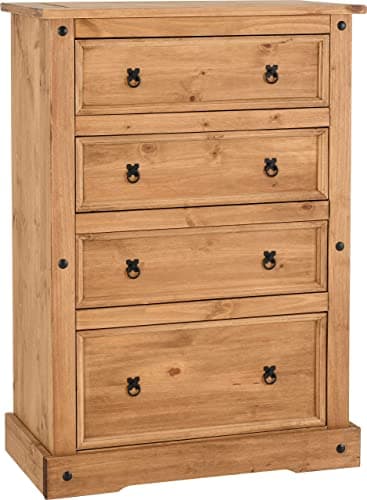 Image of Seconique Corona 4 Drawer Chest in Distressed Waxed Pine