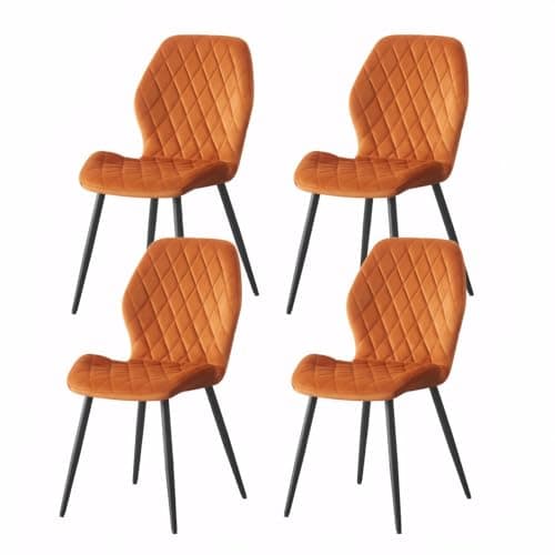 Image of Weegstok Velvet Dining Chairs Set of 4 Kitchen Chairs Dining Room Lounge Reception Chairs with Metal Legs for Living Room Bedroom,Orange