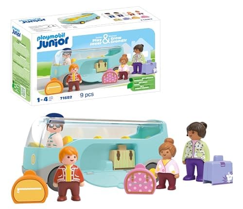 Image of PLAYMOBIL 71682 JUNIOR: Airport Shuttle Bus, sustainable and educational toy, made from over 90% plant-based plastics, fun imaginative role-play, playset suitable for children ages 1+
