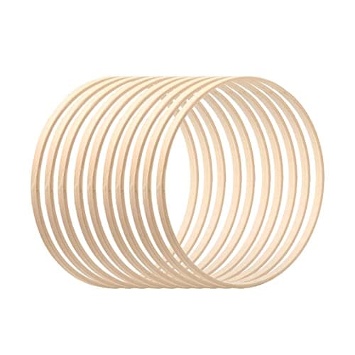 Image of Wooden B-amboo Floral Hoop, 10cm/15cm/20.5cm/26cm/30.5cm Wreath Rings for Crafts, Wooden Dream Catcher Hoops, Wreath Making Hoops for Wedding Wreath Decor and Macrame Wall Hanging Crafts