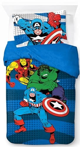 Image of Marvel Comics Avengers 100% Cotton Single Duvet Cover Set - Includes 50 x 70 cm Pillowcase