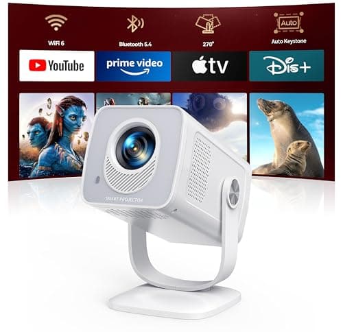Image of TOPTRO Mini Projector 1080P 4K Supported【Android 13 & Short Throw】 Portable Smart Projector with 270° Adjustable Stand, WiFi 6 Bluetooth 5.4, Auto Keystone, Home Movie Projectors for Bedroom/Kid Gift