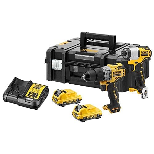 Image of Dewalt DCK2111L2T 12v Brushless Sub Compact Twin Pack Combi Drill Impact Driver Yellow