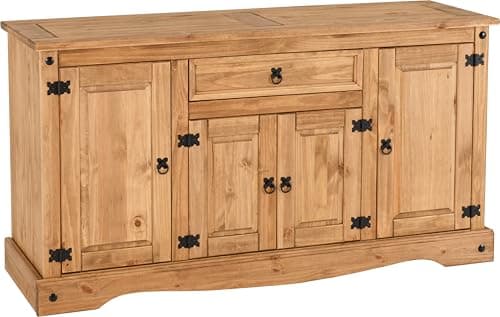 Image of Seconique Corona 4 Door 1 Drawer Sideboard in Distressed Waxed Pine