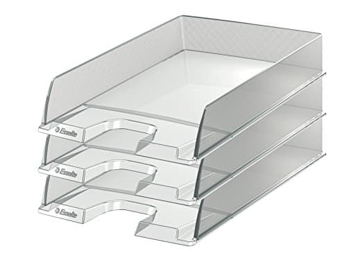 Image of Esselte A4 Letter Tray, Glass Clear, Pack of 10, Europost Range, 623603