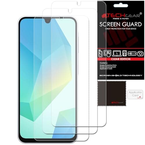 Image of TECHGEAR Screen Protectors [3 Pack] Compatible with Samsung Galaxy A17 5G / A16 5G / A16 4G, CLEAR LCD Screen Protectors Cover Guards
