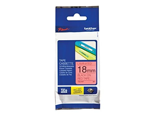 Image of Brother TZe-441 Labelling Tape Cassette, 18 mm (W) x 8 m (L), Laminated, Brother Genuine Supplies - Black on Red