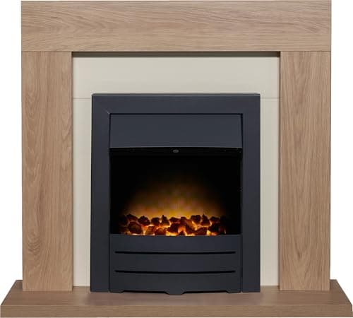 Image of Adam Malmo Fireplace in Oak & Cream with Colorado Electric Fire in Black, 39 Inch